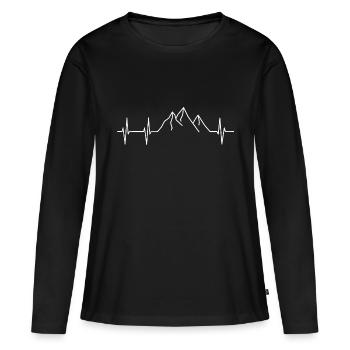 Montagnes Heartbeat - T-shirt manches longues Premium bio Femme - noir - Devant - Julia (174cm)