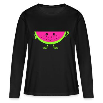 Melon - T-shirt manches longues Premium bio Femme - noir - Devant - Julia (174cm)
