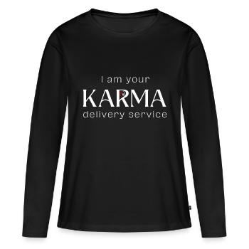 Karma - T-shirt manches longues Premium bio Femme - noir - Devant - Julia (174cm)