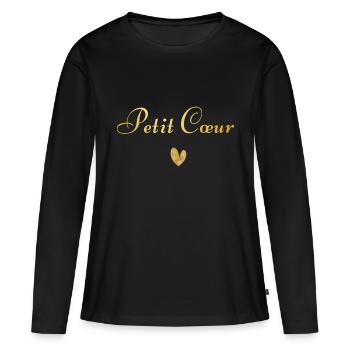 Petit coeur - T-shirt manches longues Premium bio Femme - noir - Devant - Julia (174cm)