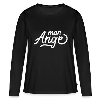 Mon Ange - T-shirt manches longues Premium bio Femme - noir - Devant - Julia (174cm)