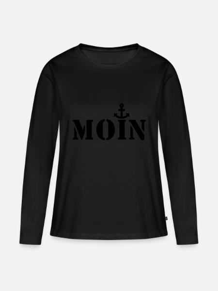 Moin - Frauen Premium Bio Langarmshirt - Schwarz