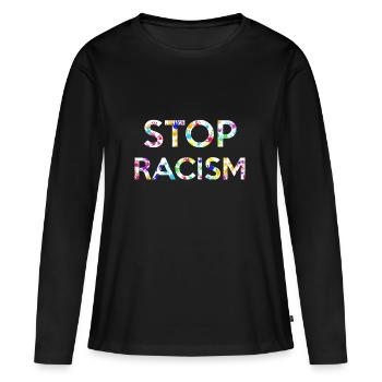 Stoppt Rassismus Hände - Frauen Premium Bio Langarmshirt - Schwarz - Vorne - Julia (174cm)