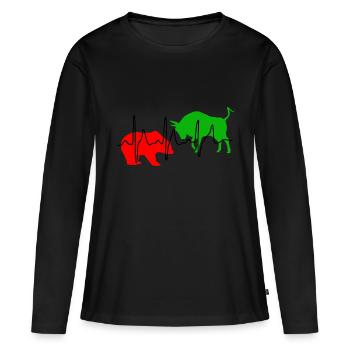 Bull et ours - pouls. Rouge / Vert - T-shirt manches longues Premium bio Femme - noir - Devant - Julia (174cm)