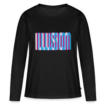 98 Illusion - T-shirt manches longues Premium bio Femme - noir - Devant - Julia (174cm)