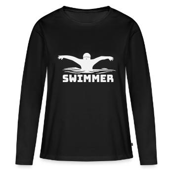 Nageur nageur - T-shirt manches longues Premium bio Femme - noir - Devant - Julia (174cm)