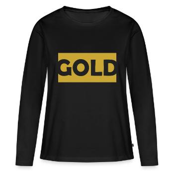 Gold - Frauen Premium Bio Langarmshirt - Schwarz - Vorne - Julia (174cm)