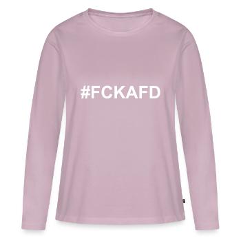 FCKAFD Noir - T-shirt manches longues Premium bio Femme - rose poudré - Devant - Julia (174cm)
