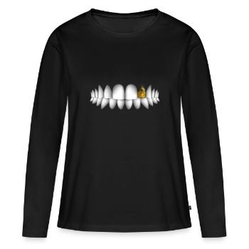 dents avec dent d'or - T-shirt manches longues Premium bio Femme - noir - Devant - Julia (174cm)