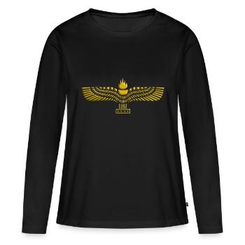 Suryoyo Golden Stamp - T-shirt manches longues Premium bio Femme - noir - Devant - Julia (174cm)