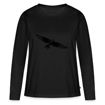 Oiseau de proie aux ailes larges - T-shirt manches longues Premium bio Femme - noir - Devant - Julia (174cm)