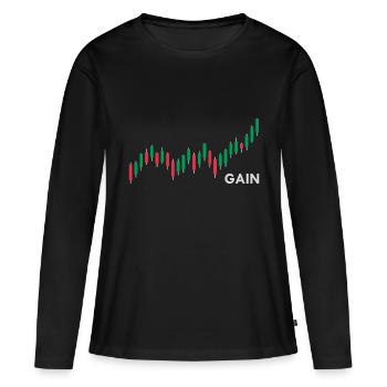 Forex Trader - Candlestick Chart - Trading Shirt - Women's Premium Organic Long Sleeve Shirt - black - Front - Julia (174cm)