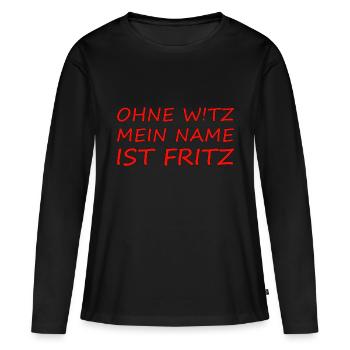 Fritz ohne Witz - Frauen Premium Bio Langarmshirt - Schwarz - Vorne - Julia (174cm)