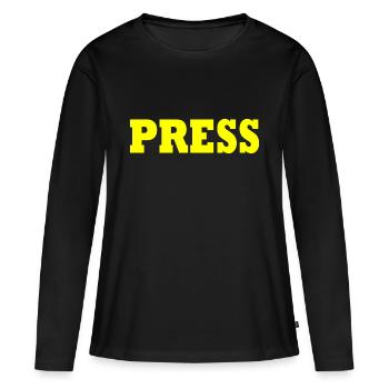 Presse - T-shirt manches longues Premium bio Femme - noir - Devant - Julia (174cm)