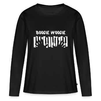 Boogie Woogie Hände und Klavier Design. - Frauen Premium Bio Langarmshirt - Schwarz - Vorne - Julia (174cm)
