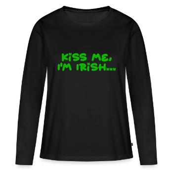 Embrasse-moi, je suis irlandaise - T-shirt manches longues Premium bio Femme - noir - Devant - Julia (174cm)