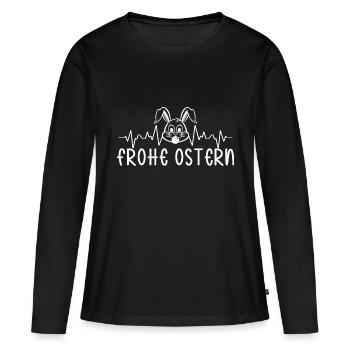 Frohe Ostern - Frauen Premium Bio Langarmshirt - Schwarz - Vorne - Julia (174cm)
