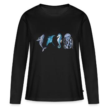 The animals of the ocean - Women's Premium Organic Long Sleeve Shirt - black - Front - Julia (174cm)