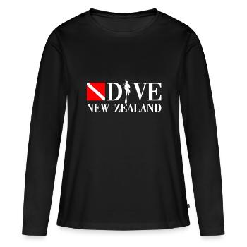 Plongée Nouvelle-Zélande - Neuseeland - Maori - Aotearoa - T-shirt manches longues Premium bio Femme - noir - Devant - Julia (174cm)