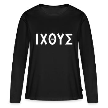 Jesus Christ God's Son Redeemer - Women's Premium Organic Long Sleeve Shirt - black - Front - Julia (174cm)