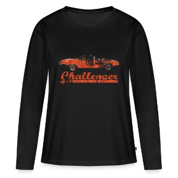 Dodge Challenger Vintage - Frauen Premium Bio Langarmshirt - Schwarz - Vorne - Julia (174cm)