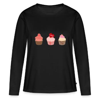 Cupcakes - Frauen Premium Bio Langarmshirt - Schwarz - Vorne - Julia (174cm)