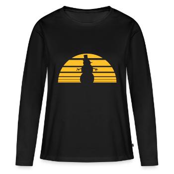 rayures bonhomme de soleil soleil chaud été chaud faire fondre - T-shirt manches longues Premium bio Femme - noir - Devant - Julia (174cm)