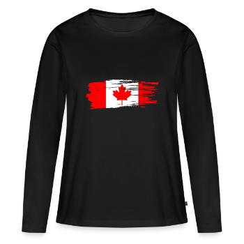Drapeau du canada - T-shirt manches longues Premium bio Femme - noir - Devant - Julia (174cm)