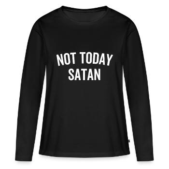 Pas aujourd’hui Satan - T-shirt manches longues Premium bio Femme - noir - Devant - Julia (174cm)