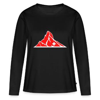 Matterhorn Suisse Switzerland - T-shirt manches longues Premium bio Femme - noir - Devant - Julia (174cm)