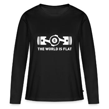 world is flat6 blanc - T-shirt manches longues Premium bio Femme - noir - Devant - Julia (174cm)