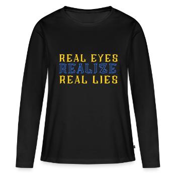 De vrais yeux - T-shirt manches longues Premium bio Femme - noir - Devant - Julia (174cm)