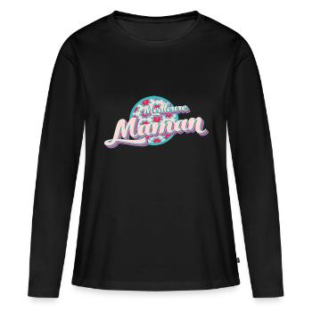 Pour la meilleure des mamans - T-shirt manches longues Premium bio Femme - noir - Devant - Julia (174cm)