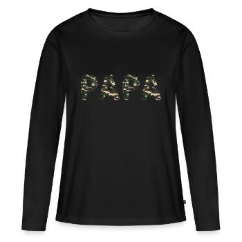 PAPA CAMOUFLAGE MILITAIRE - T-shirt manches longues Premium bio Femme - noir - Devant - Julia (174cm)