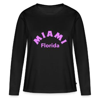 Miami Florida - Frauen Premium Bio Langarmshirt - Schwarz - Vorne - Julia (174cm)