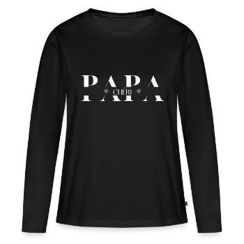 Papa chéri - T-shirt manches longues Premium bio Femme - noir - Devant - Julia (174cm)