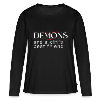 Les démons sont les meilleurs amis d’une fille - T-shirt manches longues Premium bio Femme - noir - Devant - Julia (174cm)