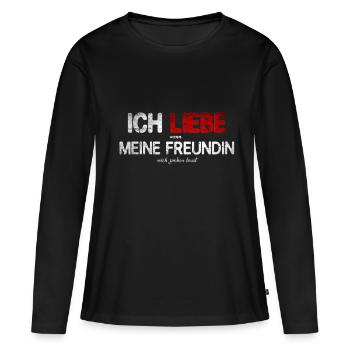J’aime quand ma copine me laisse jouer - T-shirt manches longues Premium bio Femme - noir - Devant - Julia (174cm)