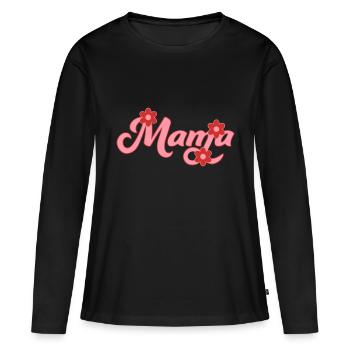 Maman Swoosh - T-shirt manches longues Premium bio Femme - noir - Devant - Julia (174cm)