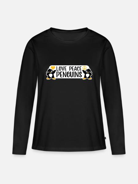Love Peace Penguins Funny Dab Cool Penguin Dabbing - Women's Premium Organic Long Sleeve Shirt - black