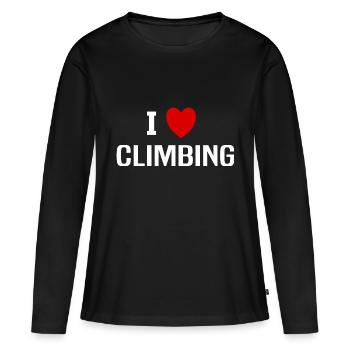 I love Climbing - T-shirt manches longues Premium bio Femme - noir - Devant - Julia (174cm)