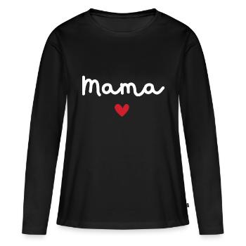 Mama d’amour - cadeau maman - T-shirt manches longues Premium bio Femme - noir - Devant - Julia (174cm)