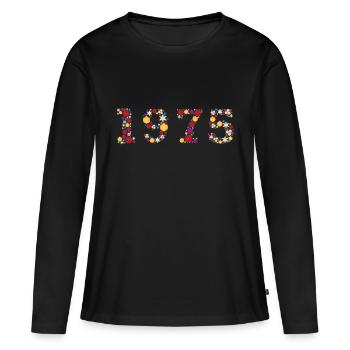 Flowers 1975 - Frauen Premium Bio Langarmshirt - Schwarz - Vorne - Julia (174cm)