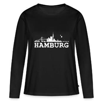 Hambourg - T-shirt manches longues Premium bio Femme - noir - Devant - Julia (174cm)