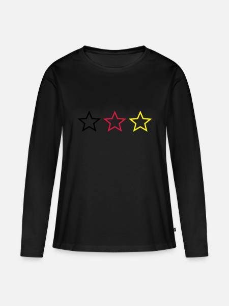 Fußball Stern Deutschland - Frauen Premium Bio Langarmshirt - Schwarz