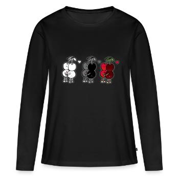 Liebende Kirschen - Frauen Premium Bio Langarmshirt - Schwarz - Vorne - Julia (174cm)