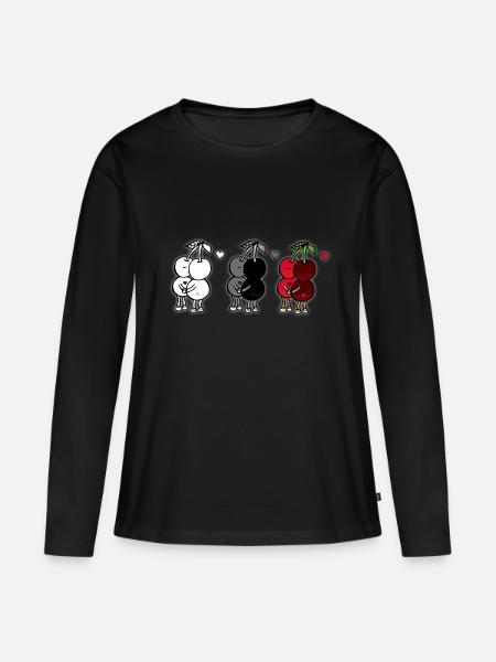 Liebende Kirschen - Frauen Premium Bio Langarmshirt - Schwarz