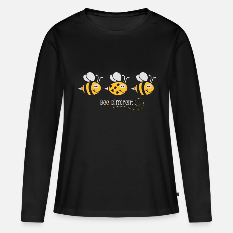 Be different - be yourself - Biene - Bee - 2C - Frauen Premium Bio Langarmshirt - Schwarz
