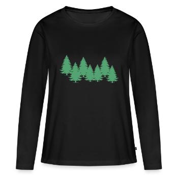 Arbres verts - T-shirt manches longues Premium bio Femme - noir - Devant - Julia (174cm)