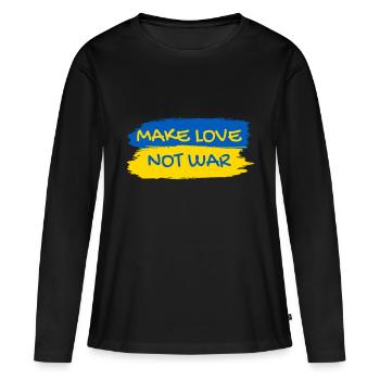 Make Love Not War Urkaine Peace Stand with Ukraine - Frauen Premium Bio Langarmshirt - Schwarz - Vorne - Julia (174cm)